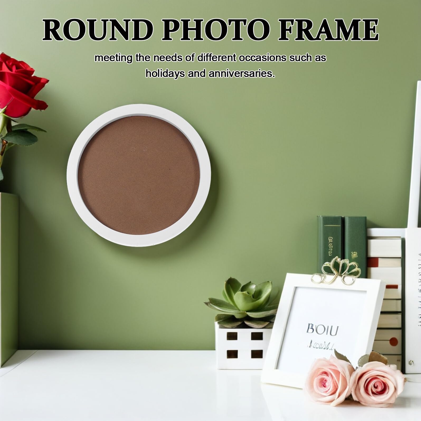 8 Piezas Marcos Fotos Redondos Plástico Ornamental Portafotos Moderno para Escritorio Decoración Dormitorio Oficina