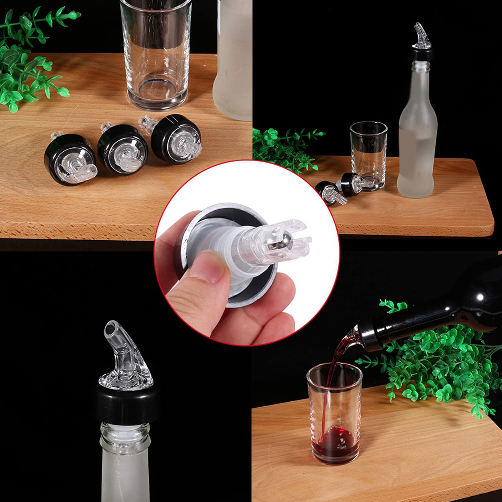 cardyven Measured Liquor Spirit Pourer, Flow Wine Bottle Pour Quick Spirit Measure Pourer Cocktail Dispenser Plastic Spout Stopper Transparent for Home Bar (White)
