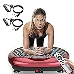 Natini Vibration Plate Exercise Machine - Whole Body Workout Vibration Platform Lymphatic Drainage Machine for Weight Loss Home Fitness with Resistance Bands Remote - Red