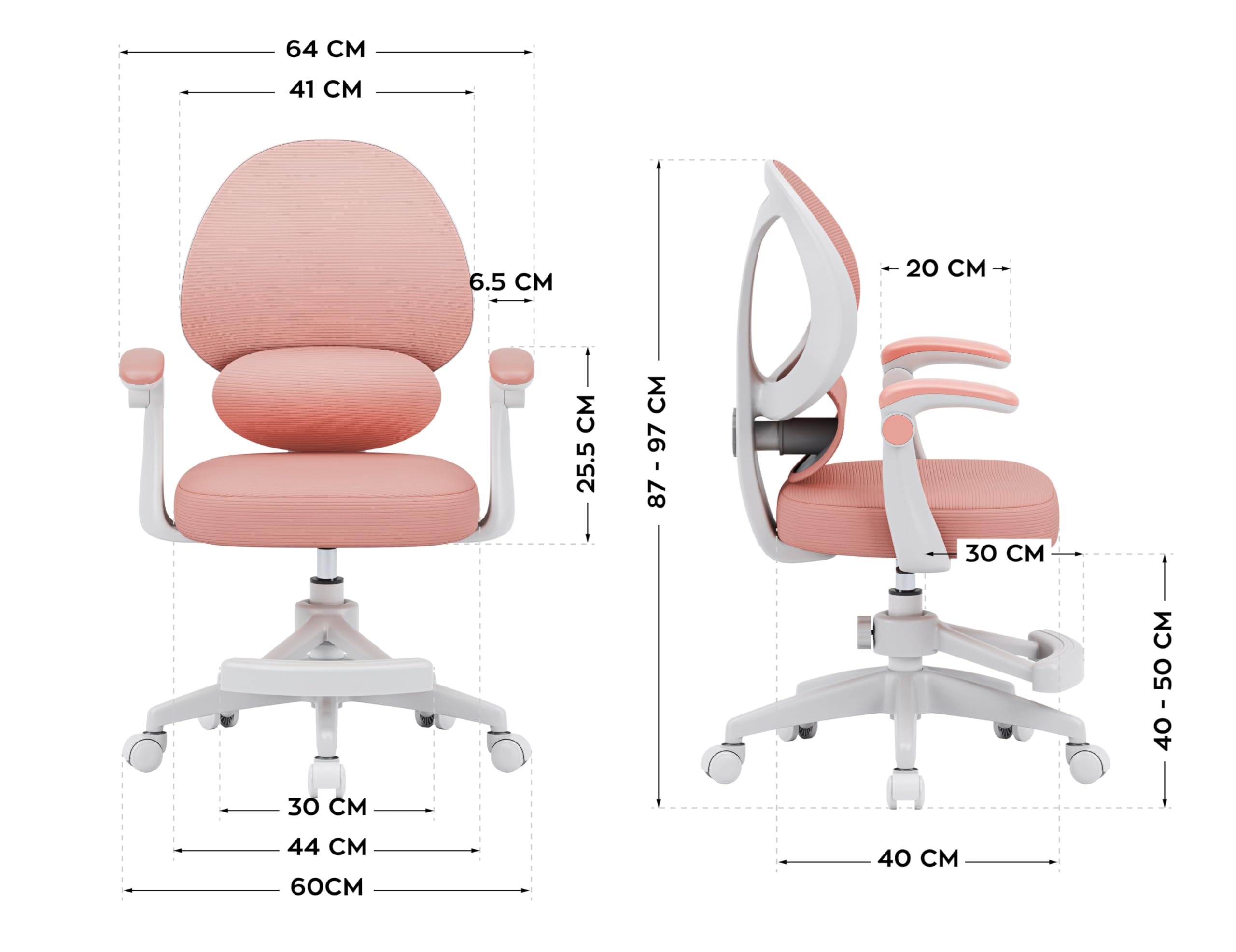 MARK ADLER Junior 4.5 Schreibtischstuhl Kinder – Ergonomischer Kinderschreibtischstuhl – Mit Fußstütze – Höhenverstellbar 80–150 cm – Drehstuhl mit 360° Rotation – Mitwachsendes Design - Rosa