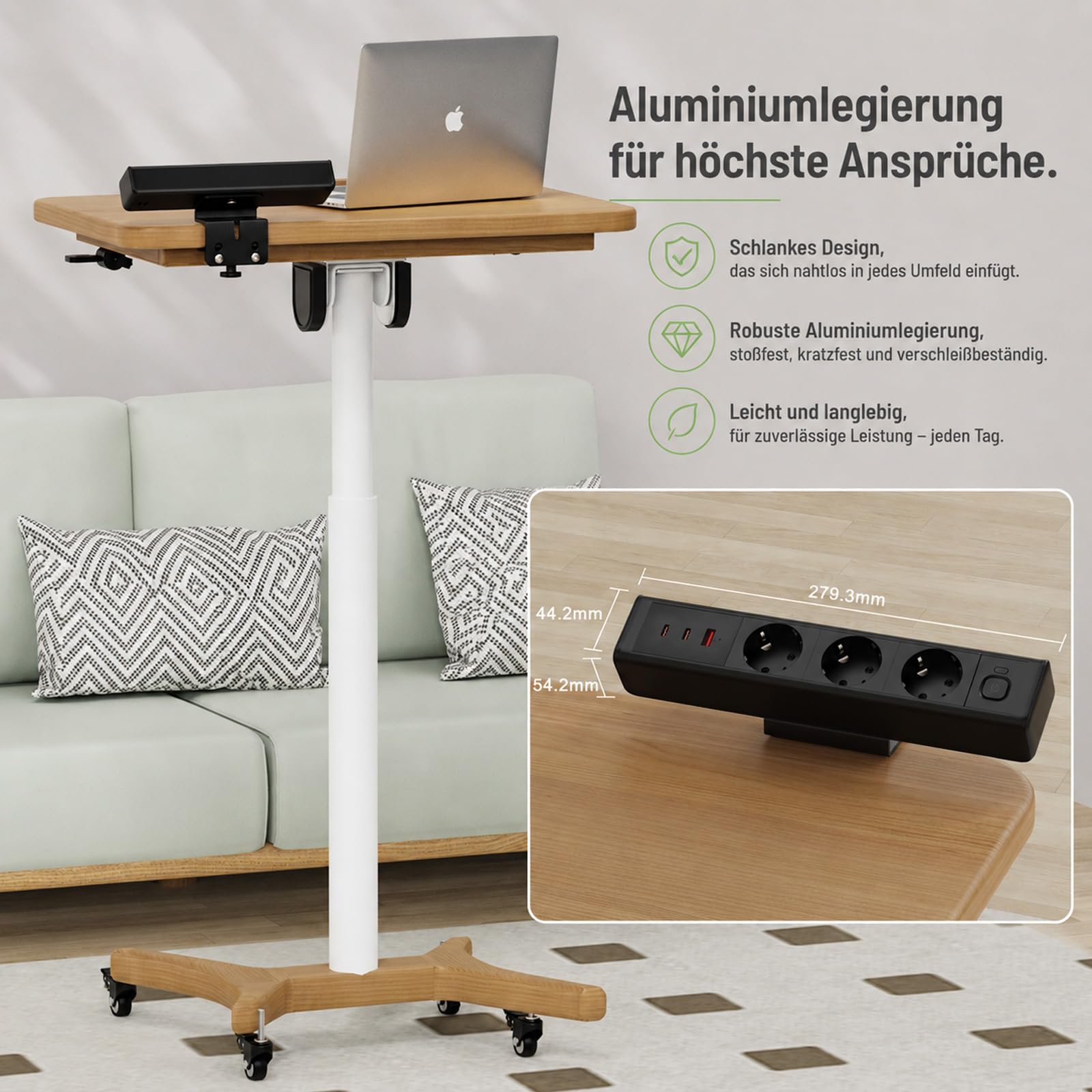 Tischsteckdose mit 65W USB C, Haiaoyyds Steckdosenleiste Schreibtisch mit 3 Steckdosen, 1,8M Kabel, Überlastschutz, Schreibtisch Steckdose für Zuhause & Büro, Schwarz
