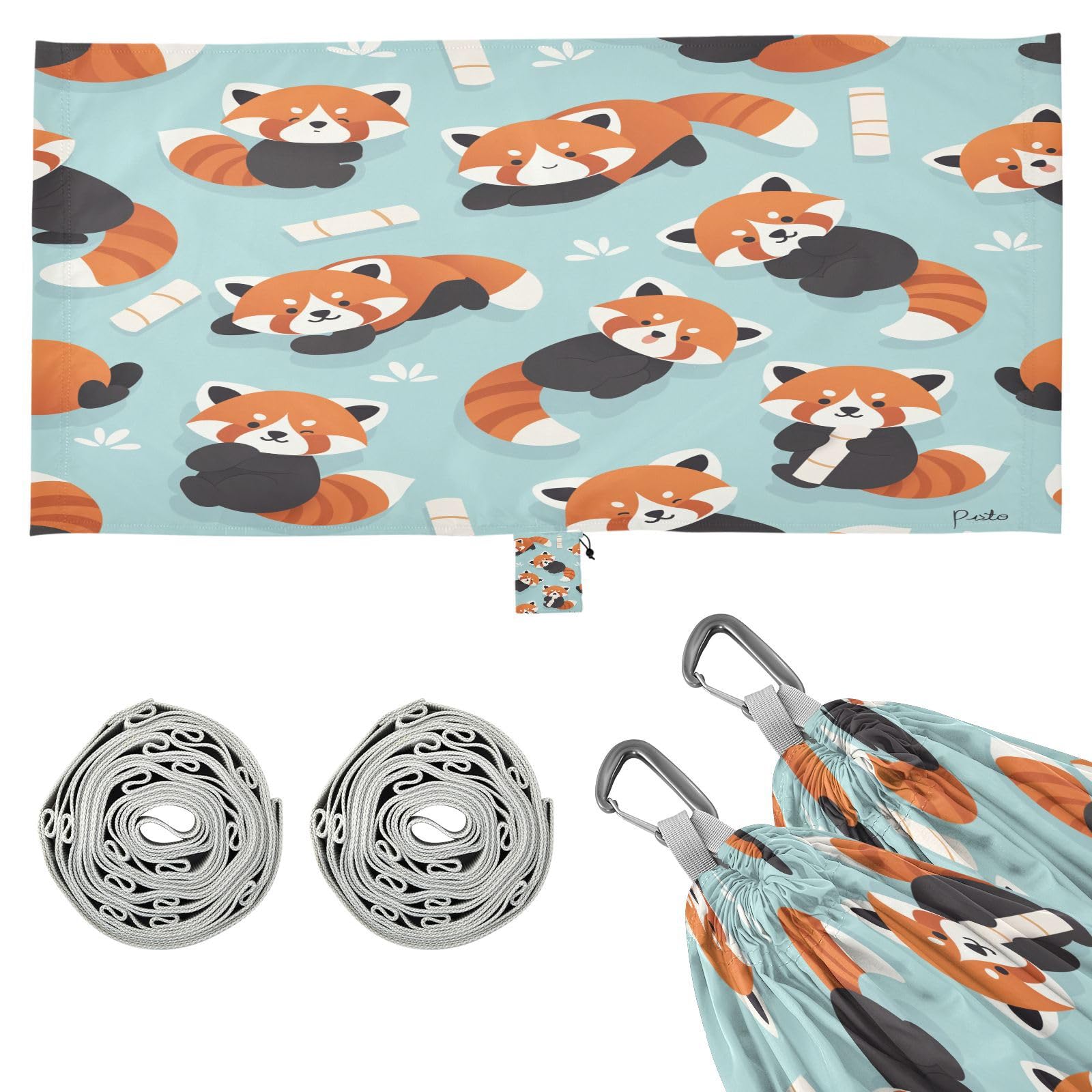 ATTX Cute Red Panda Camping Hammock - Lightweight & Portable Hammocks, Heavy Duty 330lbs Capacity for Indoor, Hiking, Backpacking, Travel, Backyard, Beach#115