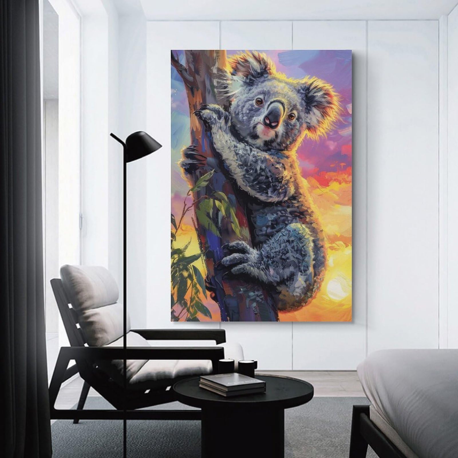 Junmoney Sunrise Koala Wall Picture Print 20x30inch(50x75cm), for Entrance Spaces, Stair Walls Or Halls, Decorative Canvas Styling for Entry Areas