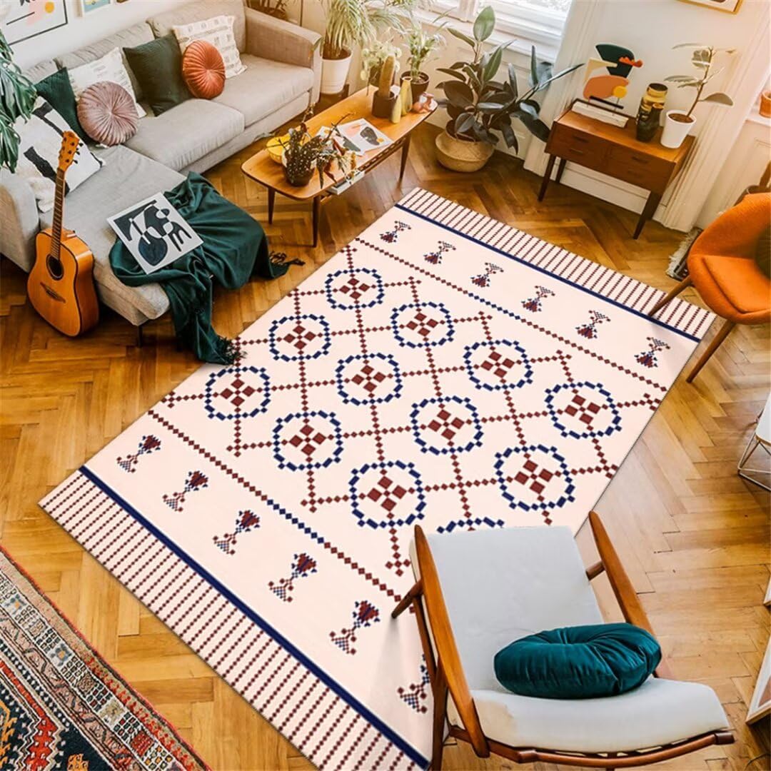 Alfombra Minimalista Fácil De Cuidar Cabecera Granja Decoracion Dormitorio Juvenil Pequeña 140X200Cm Rojo