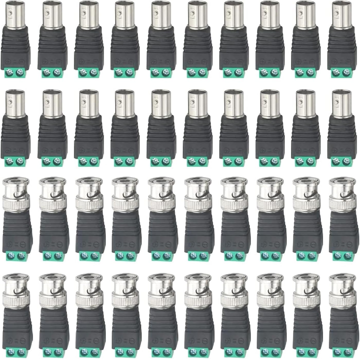 WMYCONGCONG 40 PCS BNC Video Balun Connector BNC Male Female Balun Adapter to 2 Screw Terminal Solerless Adapter for Vedio Transmit CAT5/6 to CCTV Suvelliance Camera System