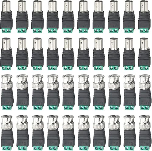 WMYCONGCONG 40 unids BNC macho hembra conector BNC macho hembra Balun adaptador a 2 terminales de tornillo sin solerless adaptador para Vedio