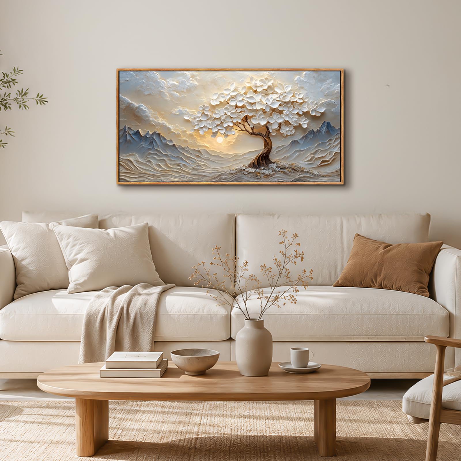 JHHUAMO Baum des Lebens Bilder mit Rahmen Schlafzimmer Wohnzimmer 50x100 cm | Lebensbaum Bild, Hochauflösender Druck, Stabiler Rahmen, Einfaches Aufhängen, Vielseitig Einsetzbar