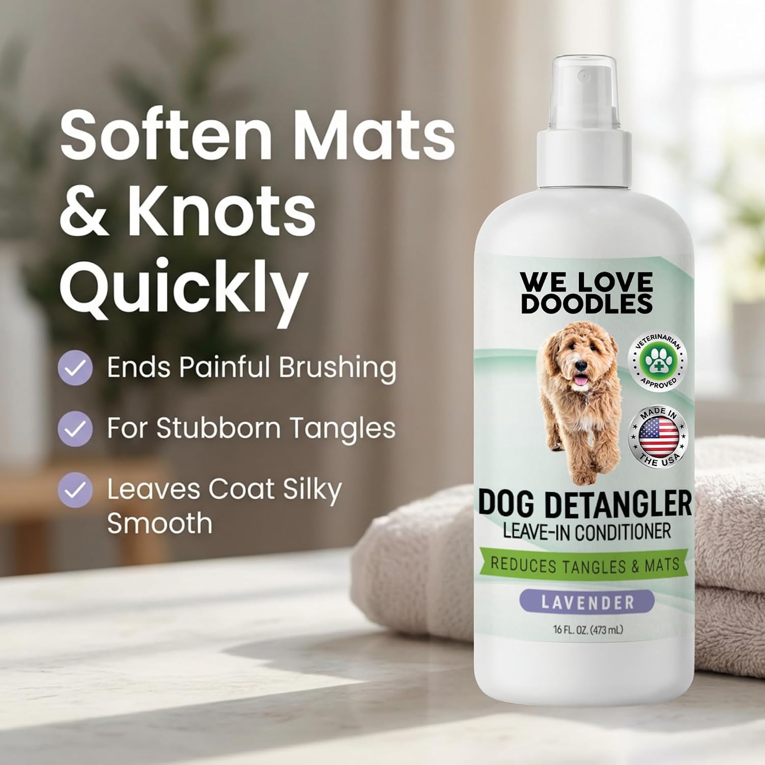 Small Slicker Brush & Lavender Detangler Spray Pack, Dog Grooming at Home image 2