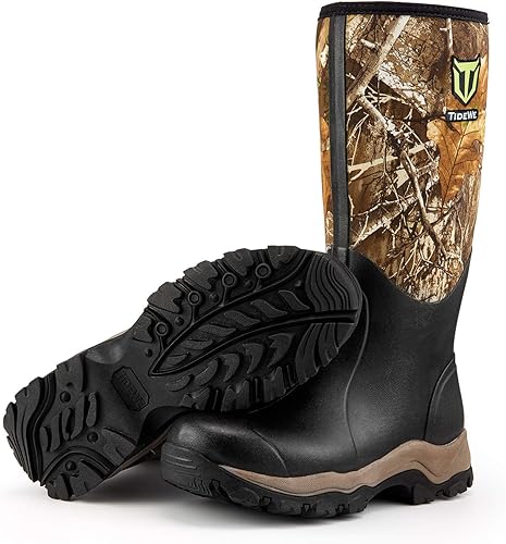 TIDEWE Hunting Boot for Men, Insulated Waterproof Durable 16" Men's Hunting Boot, 6mm Neoprene and Rubber Outdoor Boot Realtree Edge Camo (400g