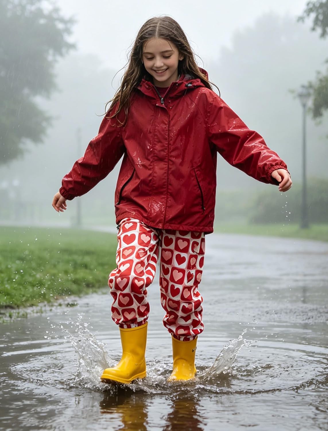 Boys Girls Waterproof Cargo Rain Pants Lightweight Printed Outdoor Rain Trousers for Kids Aged 7-14