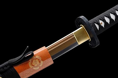 Miniatura 7 de Espada Samurai tradicional ultra afilada, hecha a mano con características de acero al carbono 1060, acero plegado de Damasco, acero T10 y acero