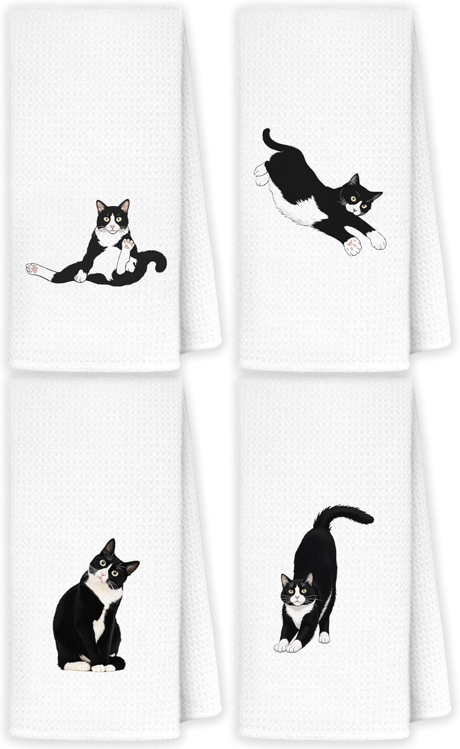 Funny Tuxedo Cat Kitchen Towels, Cat Lover Gifts for Women Hand Towels for Kitchen Bathroom Decor, 16x24 Inch Set of 4
