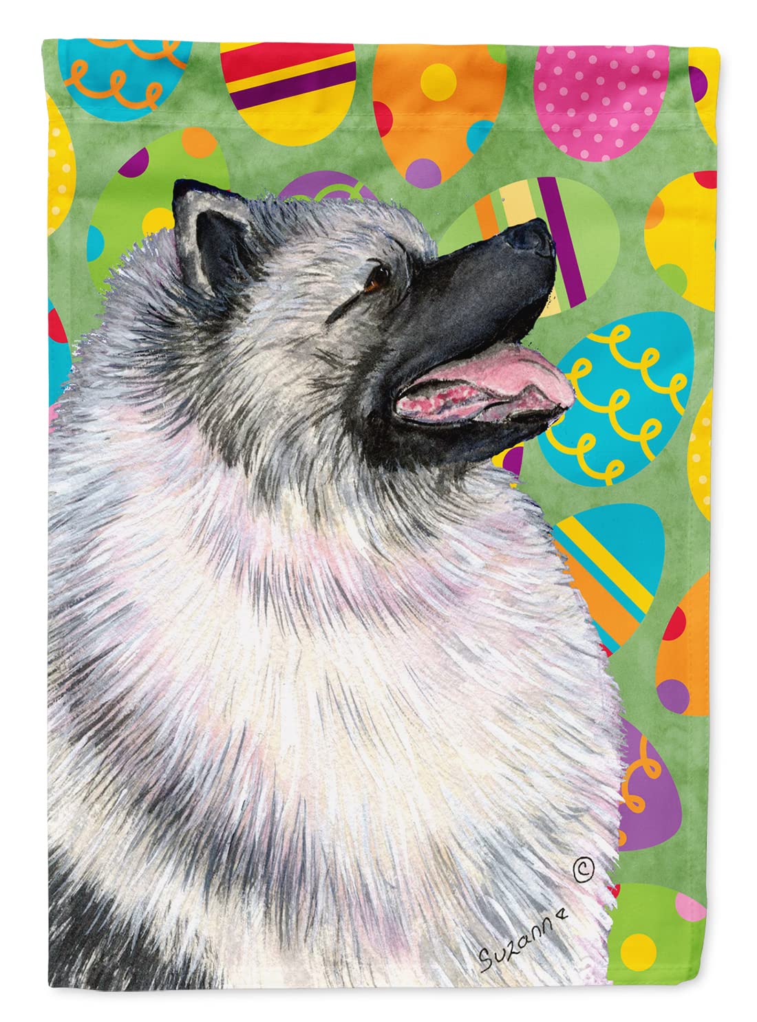 Drapeau Keeshond Easter Eggtravaganza grand format multicolore ornement extérieur