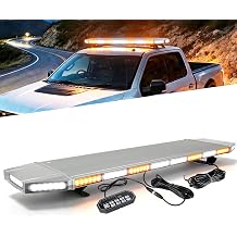 47" Amber White LED Rooftop Emergency Strobe Light Bar Heavy Duty Aluminum Flashing Warning Security Traffic Advisor 20 Flashing Modes with Take Down & Alley Light for Truck Tow Construction