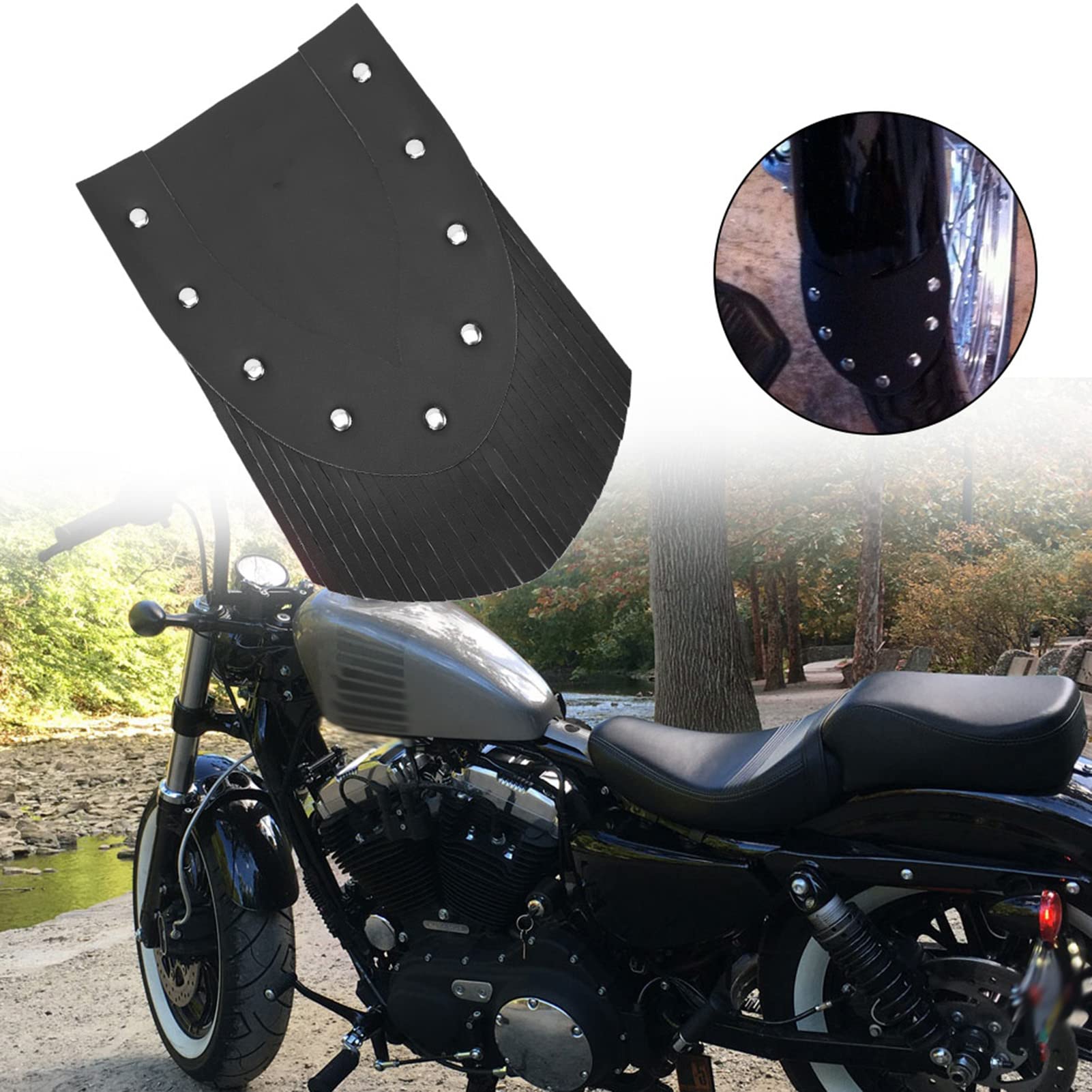 Langlebiger Motorrad-Schmutzfänger für den Vorderen Kotflügel mit Quaste – PU-Material, DIY-Ersatz für (schwarzer Bart)