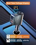 Rapide USB C Chargeur de voiture, 4 en 1 Multi USB Adaptateur d'éclairage de cigarette, Splitteur d'éclaireur de voiture avec 2 USB Ports & PD3.0 Port, 12V/24V Adaptateur de Chargeur de Voiture Rapide pour Cellulaire Pad GPS Dash Cam