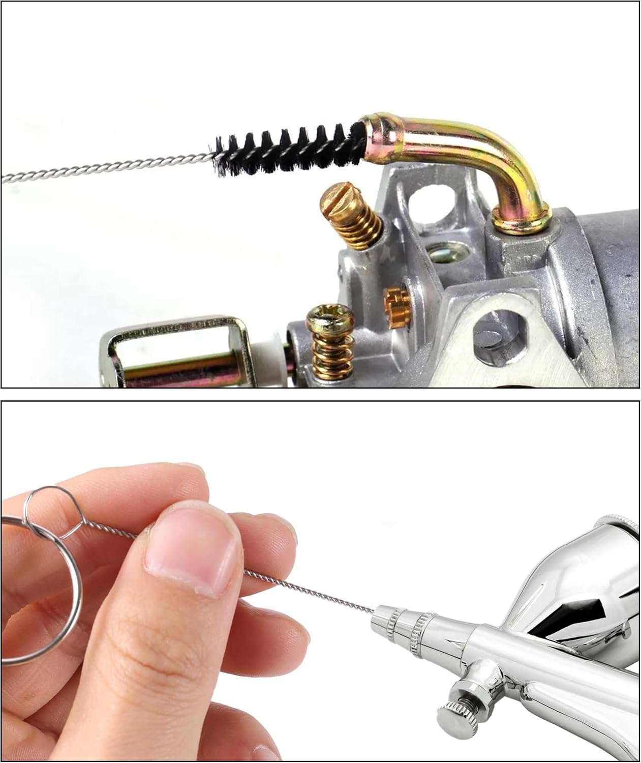 Car Brushes,Carburetor Cleaning Kit,Carb Cleaning Kit with 1 Single Head Brush 23 Needles 5 Nylon Brushes 1 Scraper and 4 Cleaning Hooks,Essential for Maintaining Motorcycles,ATVs,Lawn Mowers