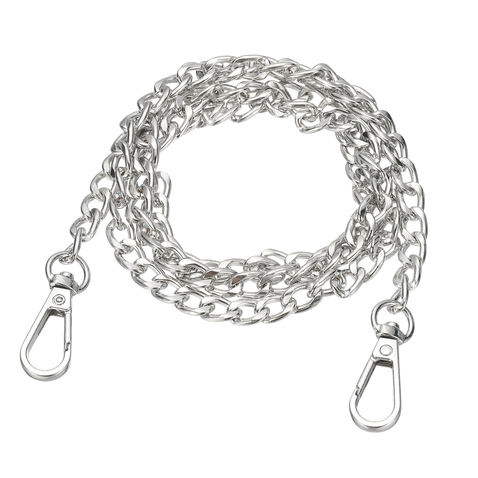 YELARXI Metal Chain Strap, Flat Iron Replacement Purse Chain Strap Handbag Bag Detachable Fashionable - Fitting for (Purse Handbags DIY - Crossbody - Bag Extender) 35" & Silver