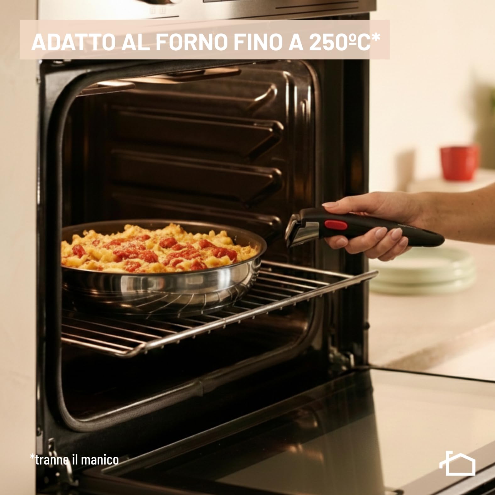 Lagostina Ingenio Inox, Set 3 Pezzi, Padelle in Acciaio Inox da 24 cm e 28 cm, Rivestimento Antiaderente, Manico Rimovibile, Salvaspazio, Adatto a Tutte le Fonti di Calore, Inclusa Induzione