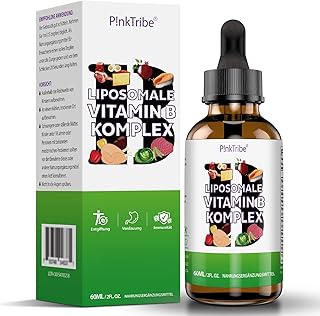 Liposomale Vitamin B Komplex Flüssiges - Hochdosiert Tropfen mit Allen 8 B-Vitaminen, Aktive Vitamin B Formen, Vegan, Keine Zusatzstoffe, 60ml (1er Pack)