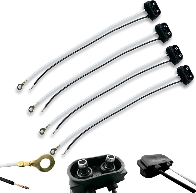 Plug macho pigtail de 2 pinos All Star Truck Parts para luzes laterais e de posição – Kit com 4 unidades