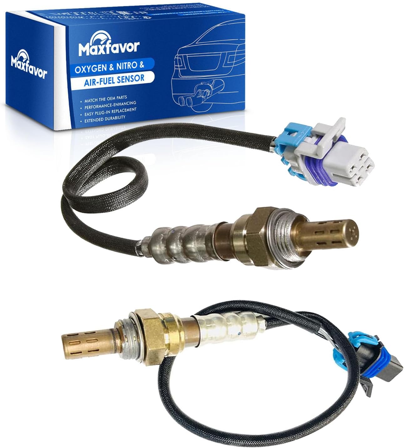 Maxfavor 2Pcs Upstream and Downstream Oxygen Sensor O2 Sensor Replacement for 2006 2007 Chevy Impala Monte Carlo Pontiac Grand Prix V8 5.3L O2 Sensor 234-4236 234-4647