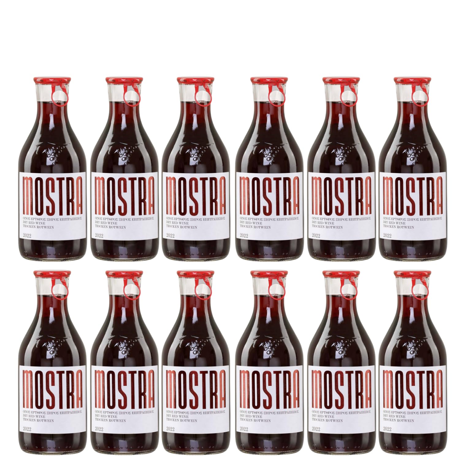 Mostra rot trocken 12x 0,5l | Weingut Tsililis | Rotwein aus Griechenland | Griechischer Tafelwein | + 20ml Jassas Olivenöl
