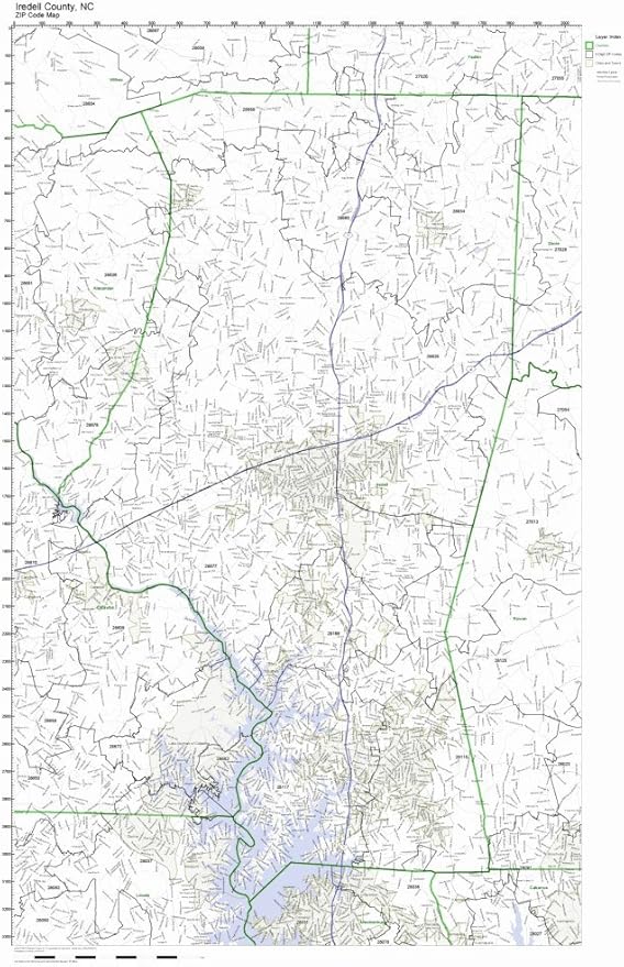 Working Maps Iredell County, North Carolina NC Zip Code Map