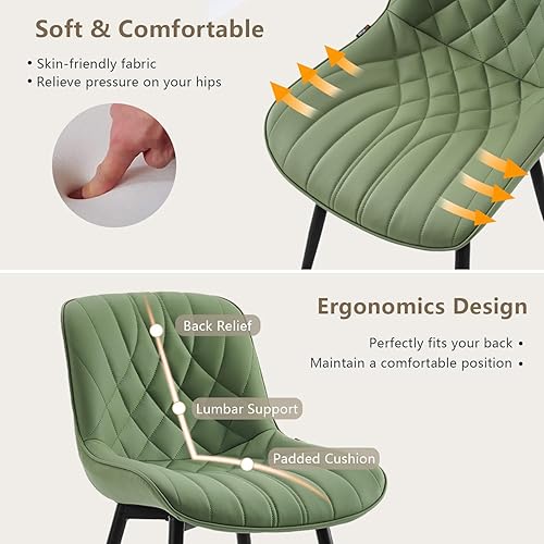 Miniatura 9 de YOUNUOKE Juego de 2 sillas de comedor modernas de mediados de siglo, cómodas sillas tapizadas de piel sintética para cocina, comedor, color verde