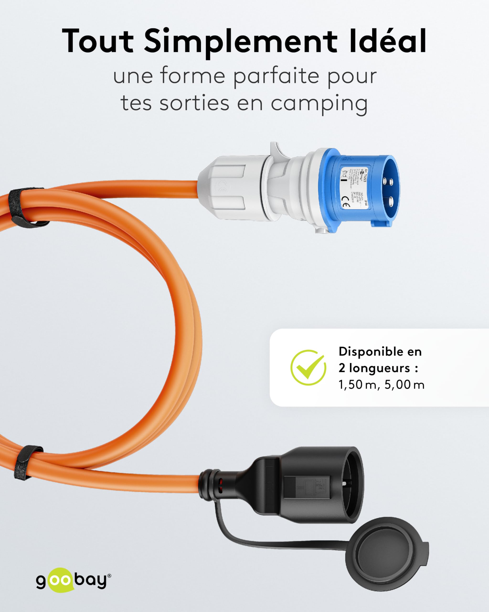 goobay Câble Adaptateur CEE pour Caravane, 5 m, Prise CEE vers Prise avec Contact de Protection, Utilisation en extérieur avec IP44, 76224