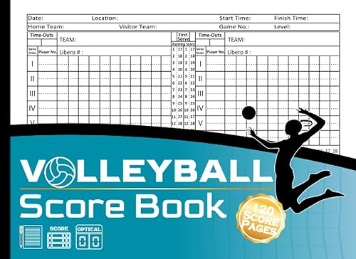 Volleyball Scorebook: Volleyball Stats Sheets Book for Score Keeping Middle School and High School 8.25 x 6" 120 Pages