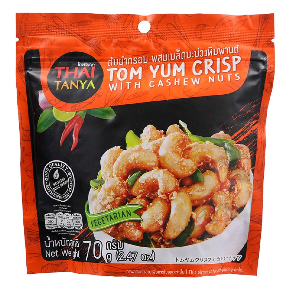 THAI TANYA BRAND, TOM YUM CRISP With Cashew Nuts 70g(2.47oz) X 2 Packs