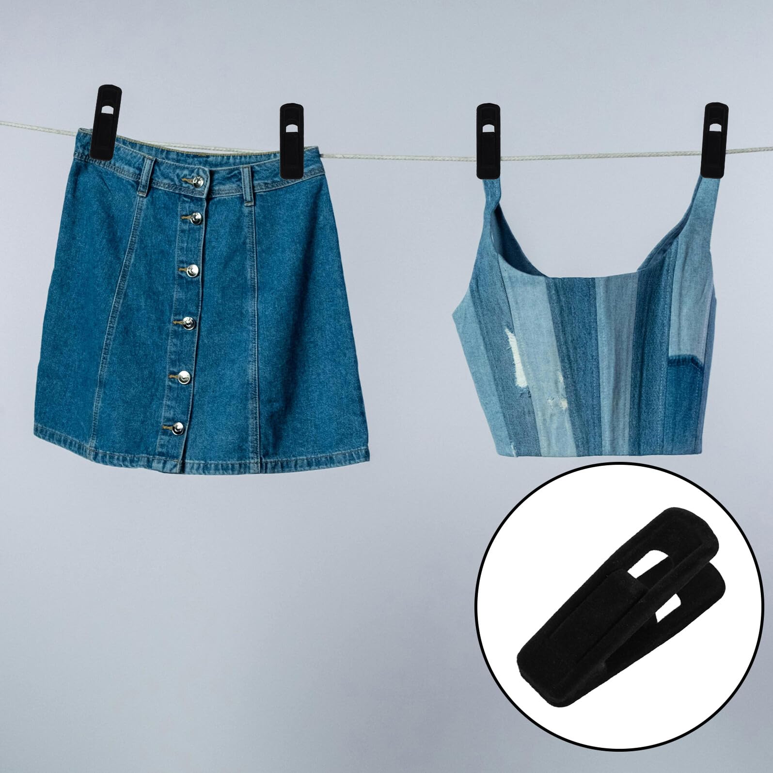 LABRIMP 50 Piezas Pinzas de Plástico para Secar Ropa, Pinzas de Terciopelo Antideslizantes para Perchas, Secado Interior y Exterior