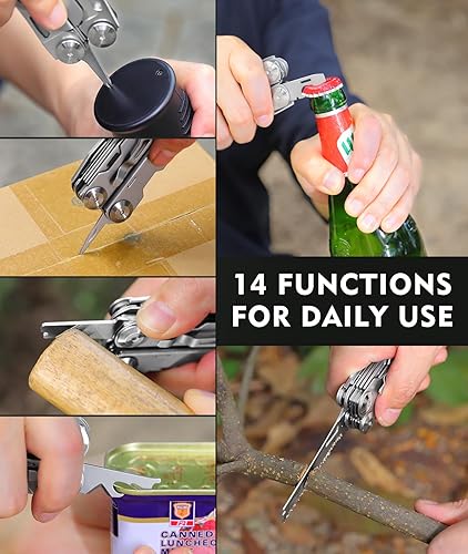 Miniatura 7 de SUYIWEE Multiherramienta 19 en 1 con bloqueo de seguridad alicates profesionales de acero inoxidable 440A herramienta de bolsillo cortadores de