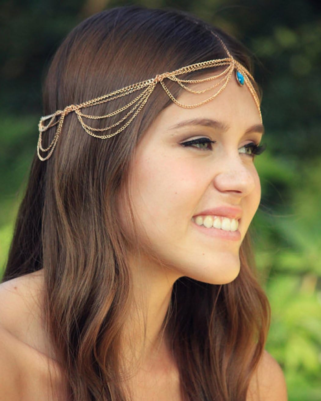 Jovono Head Chain Gold Hair Headpiece Jewellery Accessories for Women