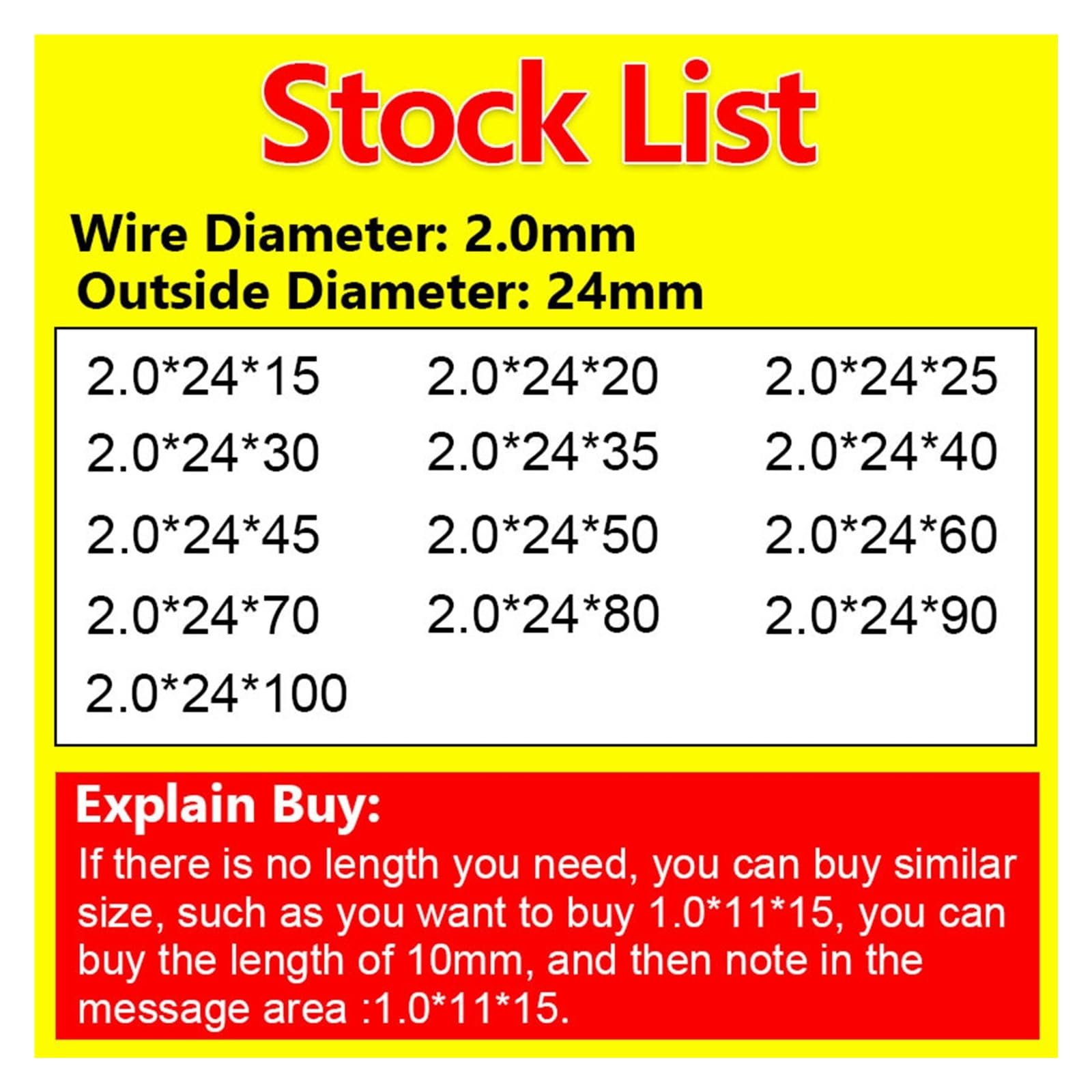 2 szt. Sprężyna ściśnięta, sprężyna talerza dociskowego, średnica drutu 2.0mm, średnica zewnętrzna 24mm(100mm (2Pcs))