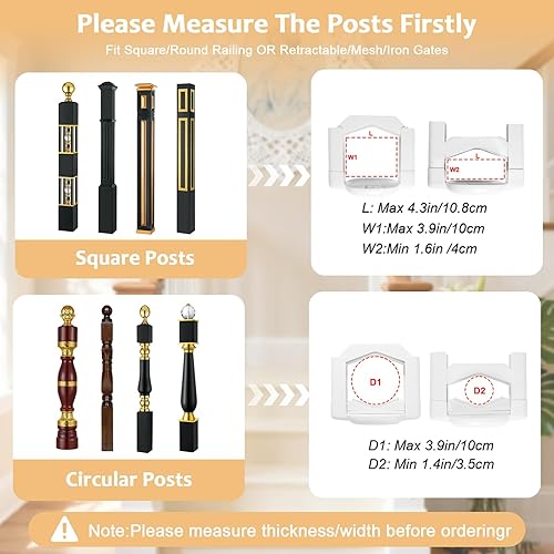 Miniatura 3 de Adaptador de barandilla para puerta de bebé, 2 protectores de barandilla de escalera, kit de montaje de poste de escalera, puertas para bebés para
