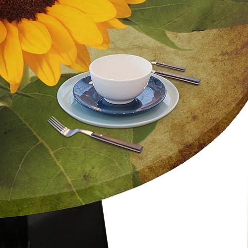 Miniatura 262 de Mantel redondo ajustado con diseño de mandala de flores, mantel circular bohemio y colorido con borde elástico, impermeable, lavable, de poliéster