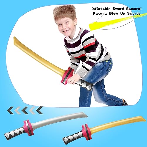 Miniatura 4 de Paquete de 24 espadas inflables ninja inflables, espadas Samurái, Katana, espadas inflables para ninja, cosplay, piscina, suministros de fiesta,