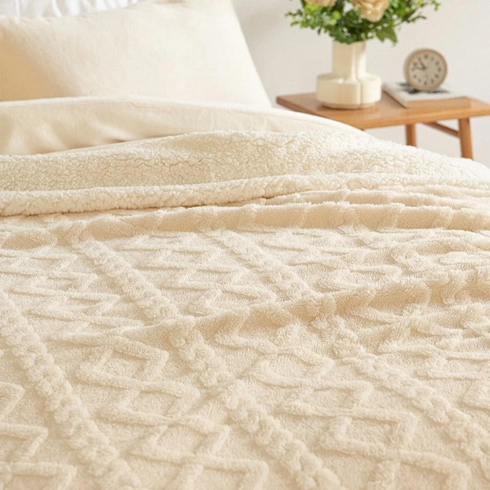 QOFLY Sherpa Manta de doble capa, forro polar, 200 x 230 cm, universal para salón y dormitorio, manta de invierno