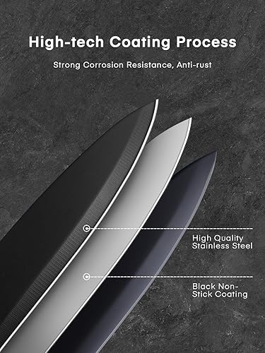 Miniatura 8 de Aiheal Juego de cuchillos de cocina de acero inoxidable de alto carbono, color dorado, hoja de revestimiento de titanio, sin óxido y súper afilados,