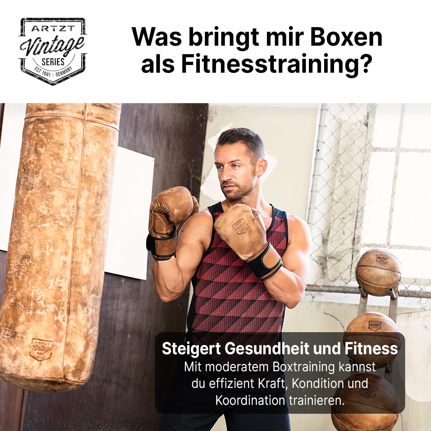 ARTZT Vintage Series Boxhandschuhe Rindsleder | Authentischer Vintage-Look | Ideal für Sparring, Boxsack & Pratze | Für Männer, Frauen & Jugendliche | Handgelenkschutz | Umweltfreundliche Verpackung