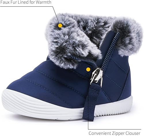 Miniatura 2 de BMCiTYBM Botas de nieve impermeables para bebé niño y niña, botines cálidos de invierno, antideslizantes, ligeros, zapatos al aire libre para
