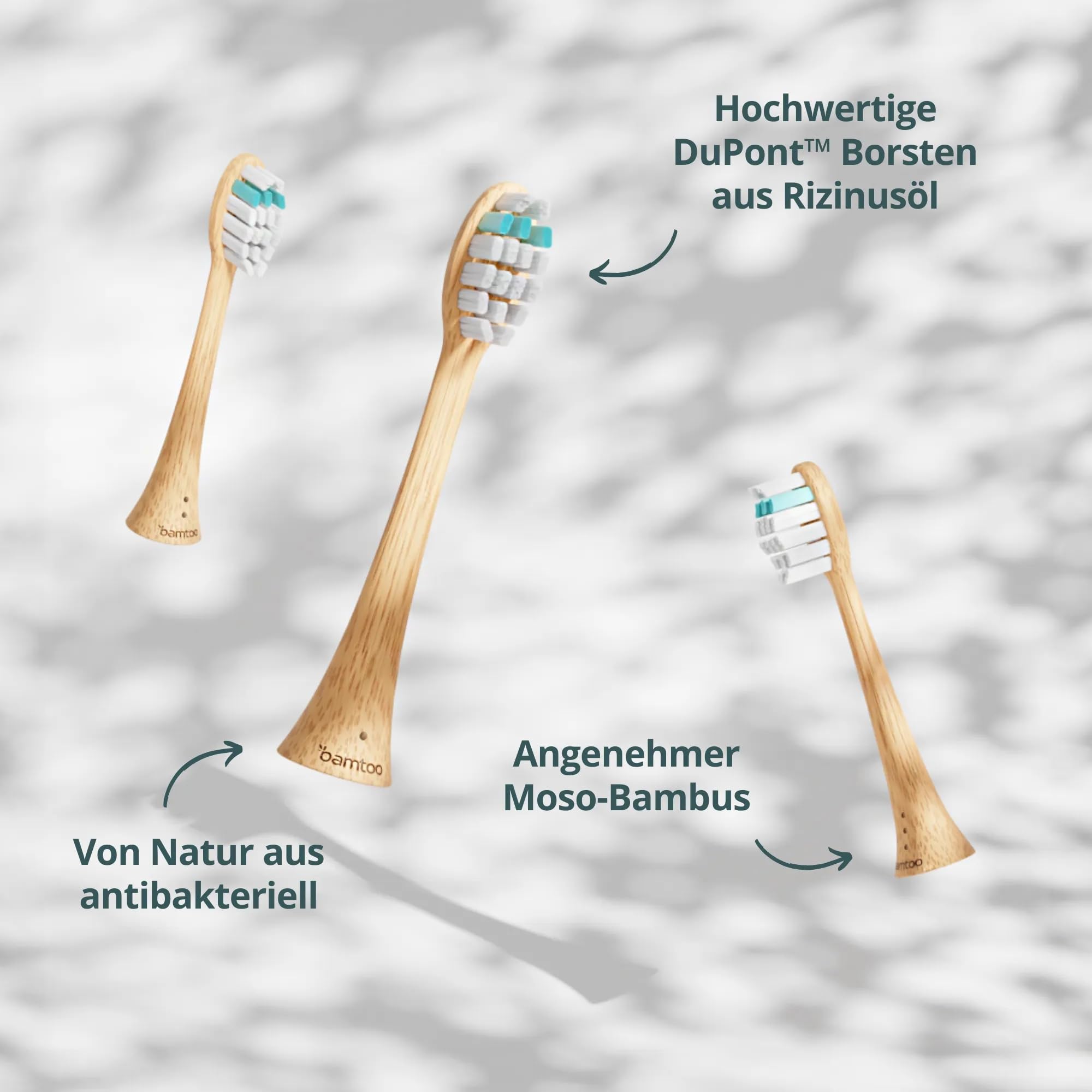 Schallzahnbürste KOA V2 Pro - elektrische Zahnbürste mit über 8 Wochen Akkulaufzeit & 5 Reinigungsmodi - inkl. Bambus-Bürstenkopf, Reiseetui & Smart-Timer - 2 Jahre Garantie - bamtoo