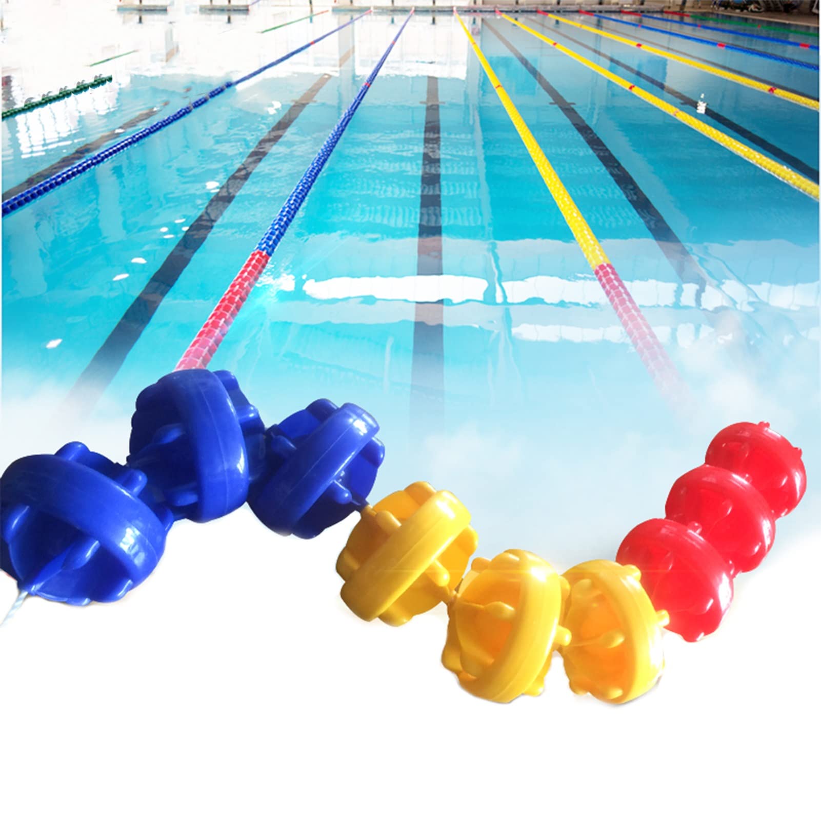 Schwimmleine zur Schwimmbecken-Sicherheit, Trennseil, Pool-Sicherheitsseil mit Schwimmern, Kratzfeste Pool-Bahn-Trennleine für Tiefe, Flache Bereiche, UV-beständiges Set mit schwimmenden Boj