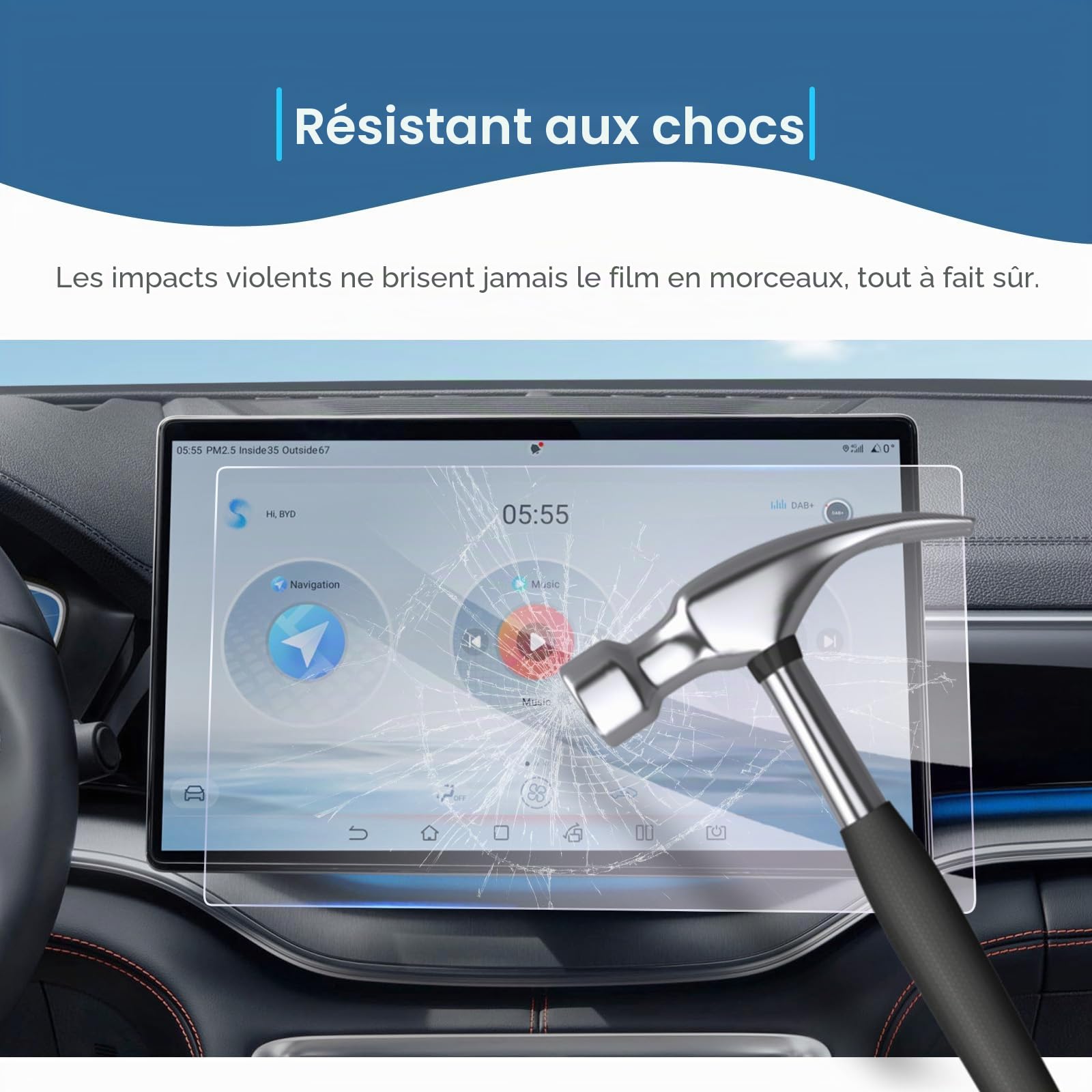 GAFAT Compatible avec BYD Seal U DM-i EV/Sealion 7/Tang 2025 2026 2027 15,6" Navigation Film de Protection d'Écran, en Verre Trempé pour Seal U DMi Accessoires Touchscreen, 9H Anti-rayures