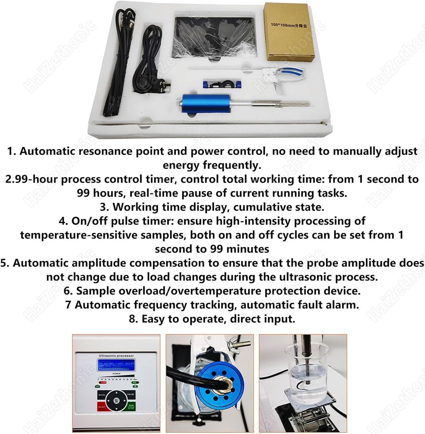 800w Professioneller Ultraschall Homogenisator,Labor Emulgator,Cell Disruptor,Digitale Steuerung,Timer 1s-99h Einstellbar,Für Flüssigemulgierung Und Dispersion 10mmprobe