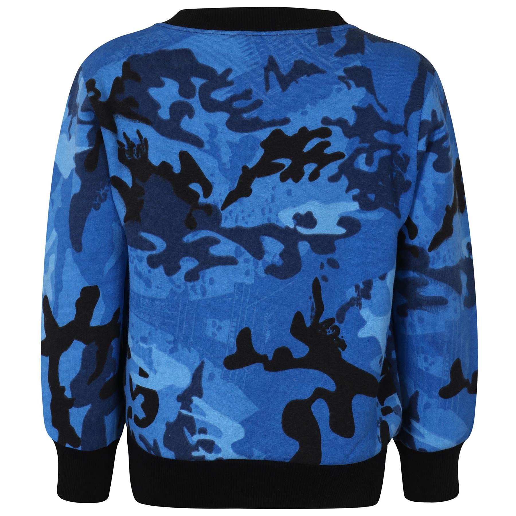 A2Z 4 Kids Chándal unisex de cuello redondo de forro polar para niñas y niños - T.S Plain Jumper 108 Camo Blue 13
