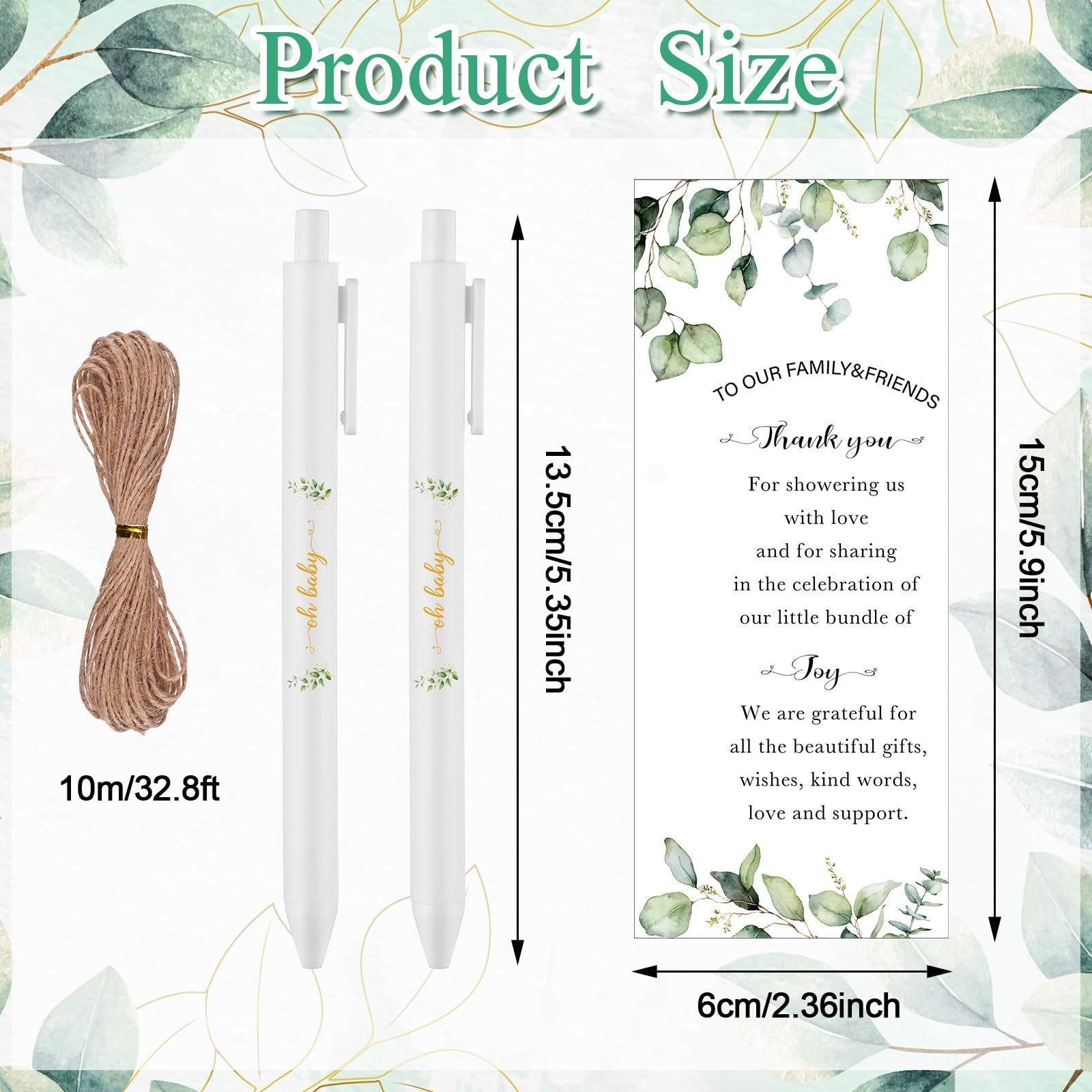 Kklolai 36 Sets Baby Shower Favors Gifts for Guest Baby Shower Retractable Ballpoint Pens with Thank You Bookmarks Gender Reveal Party Favor for Babies Shower Party Souvenirs Prizes (Classic) - Image 2