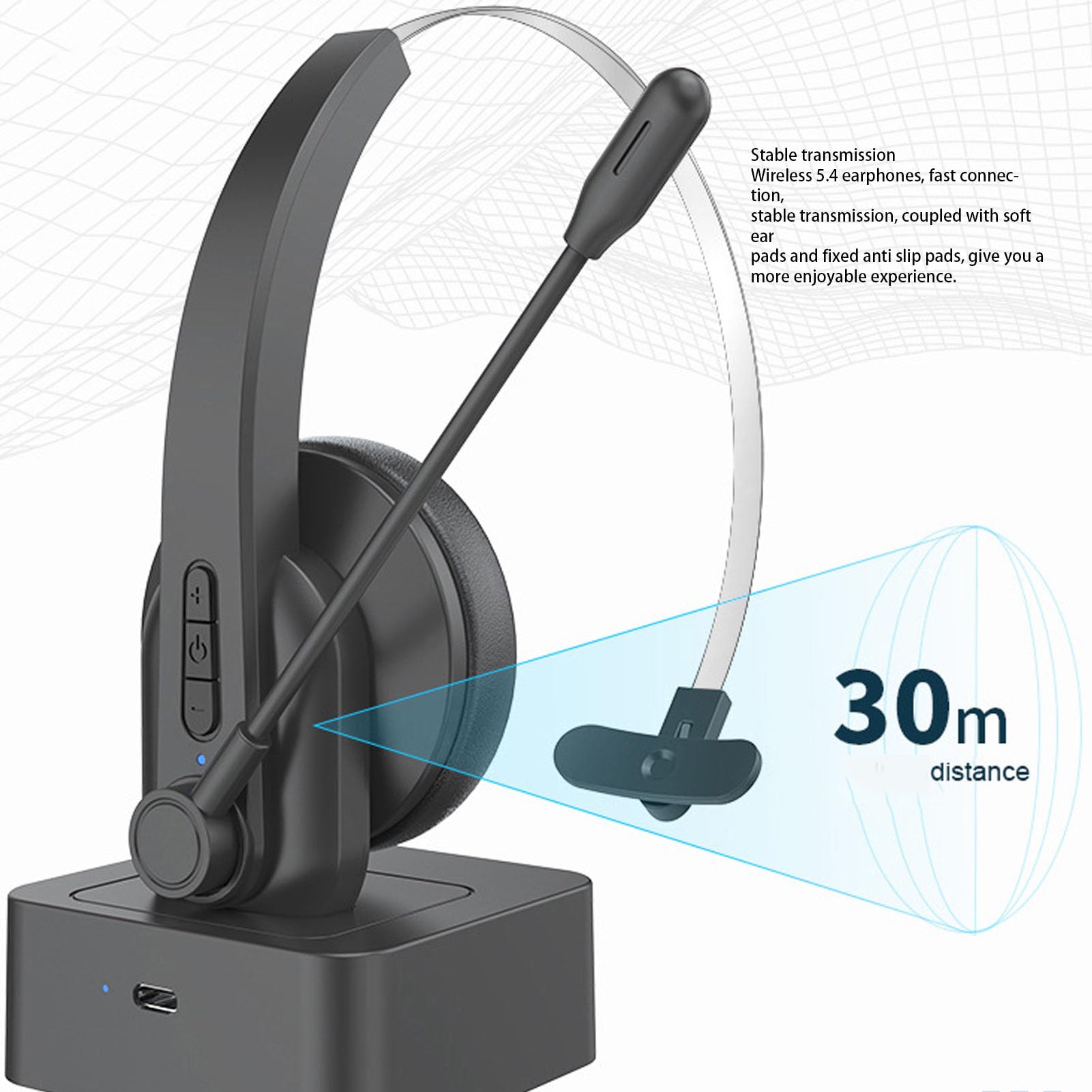 Tangxi Casque Bluetooth Trucker, Casque Intra-auriculaire BT 2,4 G avec